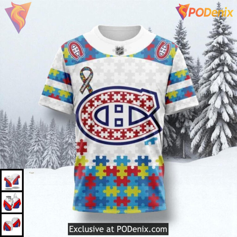 Autism Awareness Tribute Edition NHL Montreal Canadiens Holiday Hoodie 3D - 2