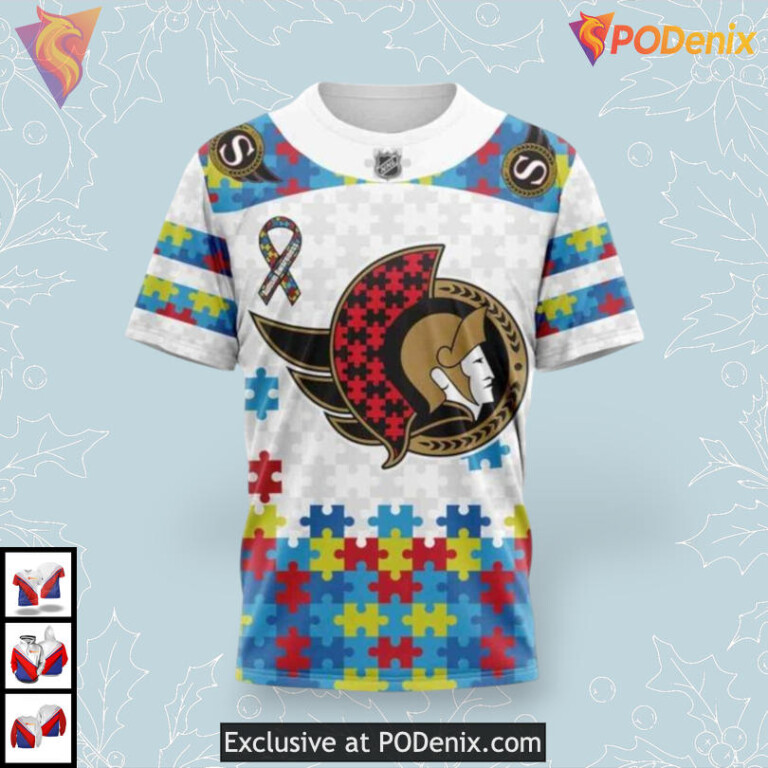 Autism Awareness Tribute Edition NHL Ottawa Senators Holiday Hoodie 3D - 2