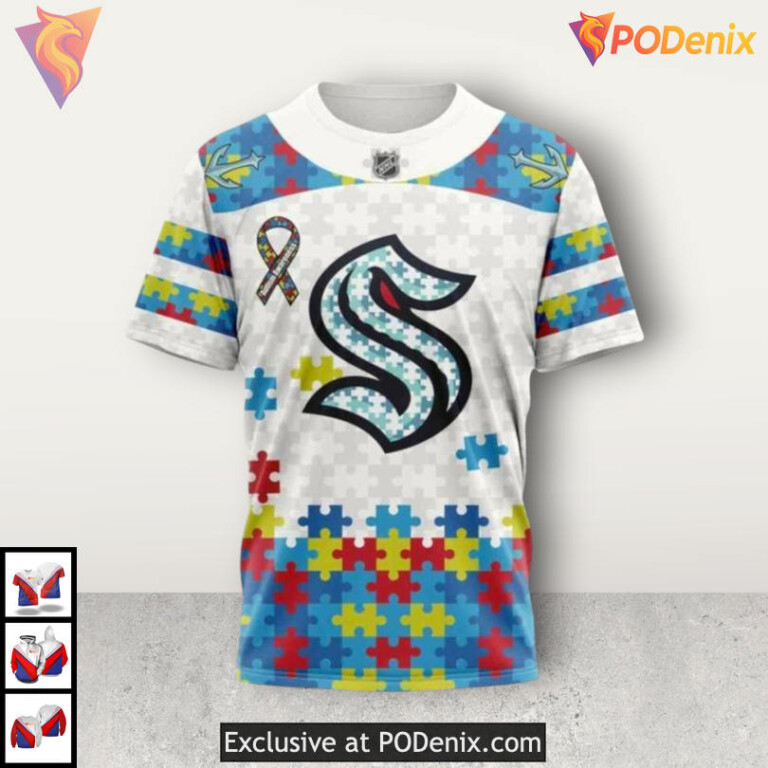 Autism Awareness Tribute Edition NHL Seattle Kraken Winter Hoodie 3D - 2