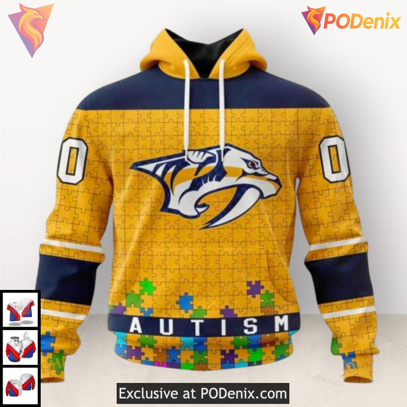 Autism Awareness Unisex Edition Retro Nashville Predators Hoodie Custom Hoodie