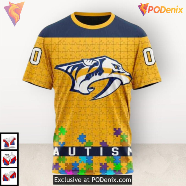 Autism Awareness Unisex Edition Retro Nashville Predators Hoodie Custom Hoodie - 2