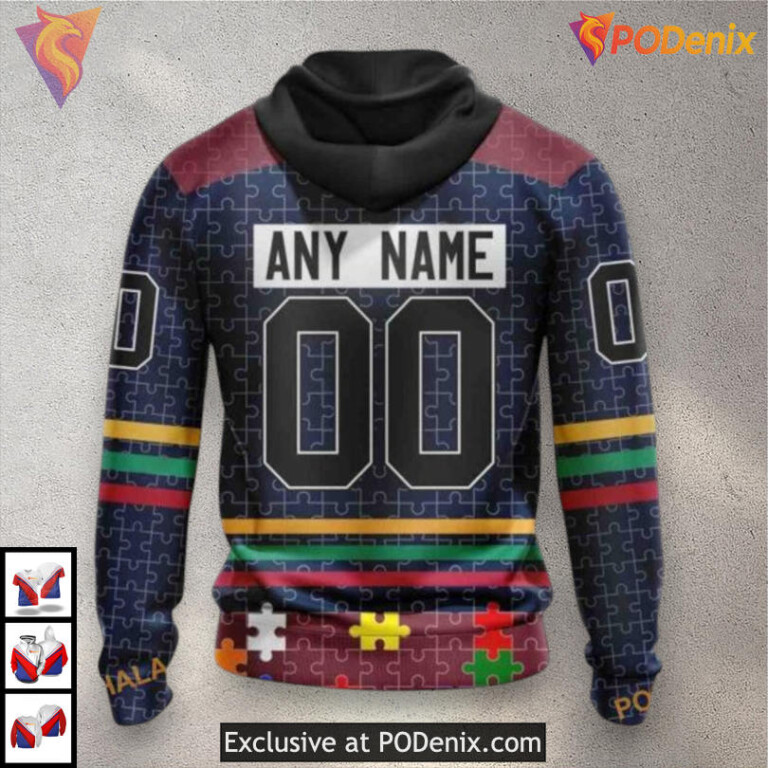 Black Autism Awareness Tribute Winnipeg Jets Womens Hoodie Custom Team Gear - 1