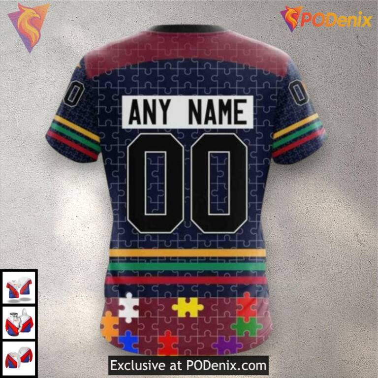 Black Autism Awareness Tribute Winnipeg Jets Womens Hoodie Custom Team Gear - 3