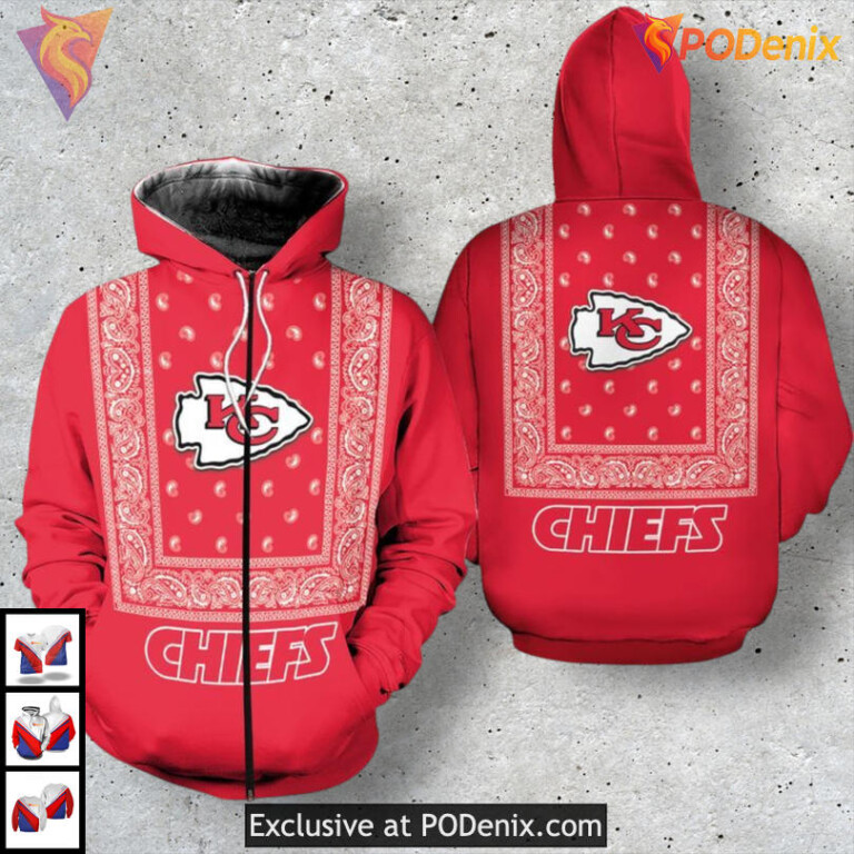 Bandana Skull Custom Limited Edition Kansas City Chiefs Full Zip Hoodie Gear