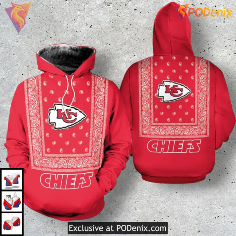 Bandana Skull Custom Limited Edition Kansas City Chiefs Full Zip Hoodie Gear - 1