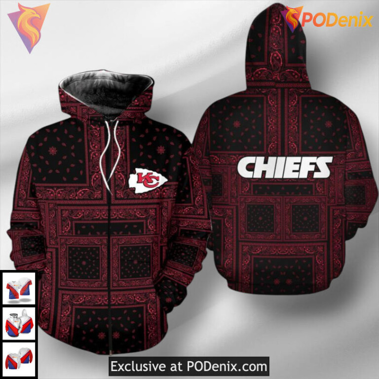 Bandana Skull Football Edition Kansas City Chiefs Retro Hoodie Classic Apparel