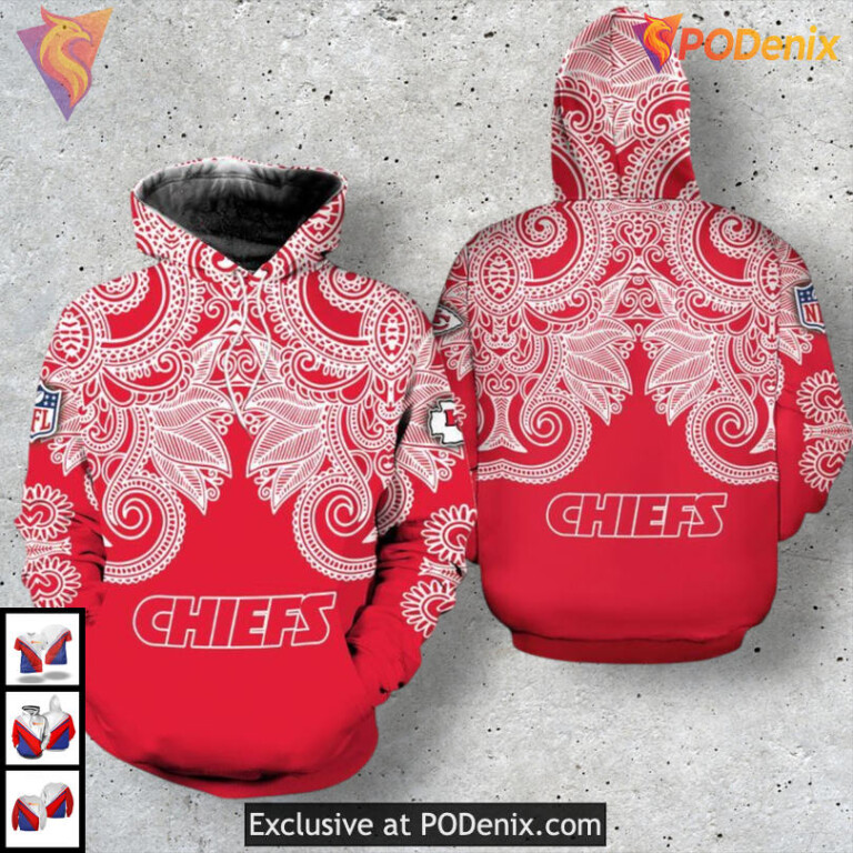 Bandana Skull Kansas City Chiefs Christmas Hoodie Limited 3D Print - 1