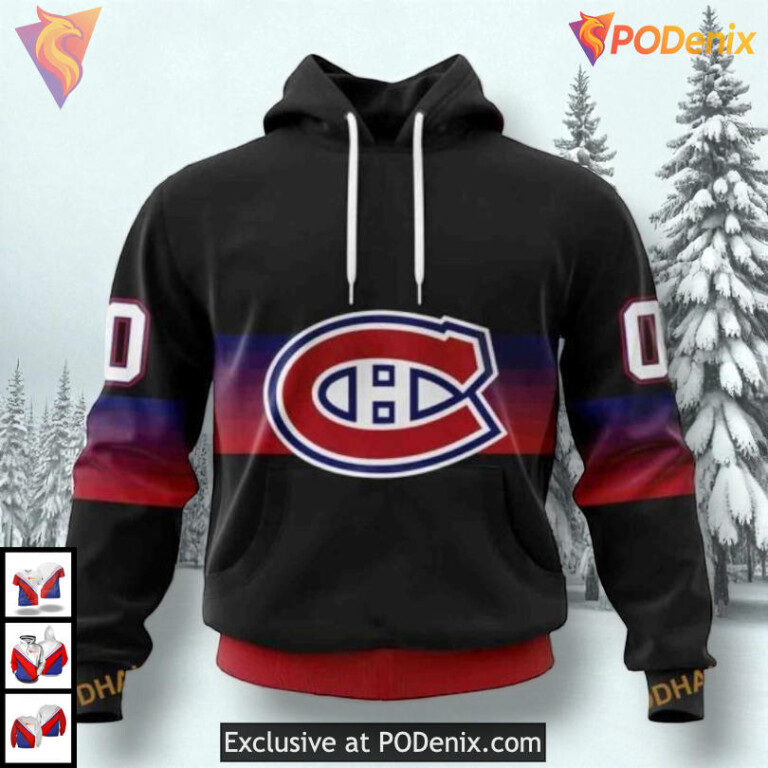 Black And Gradient Color Concept NHL Montreal Canadiens Winter Hoodie 3D