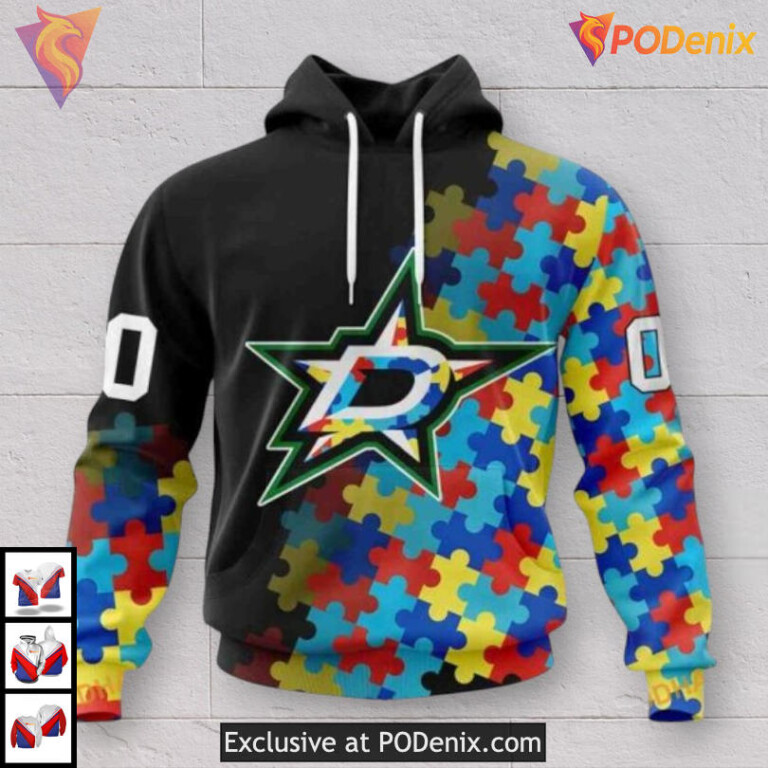 Black Autism Awareness Concept Dallas Stars Winter Hoodie Custom Design