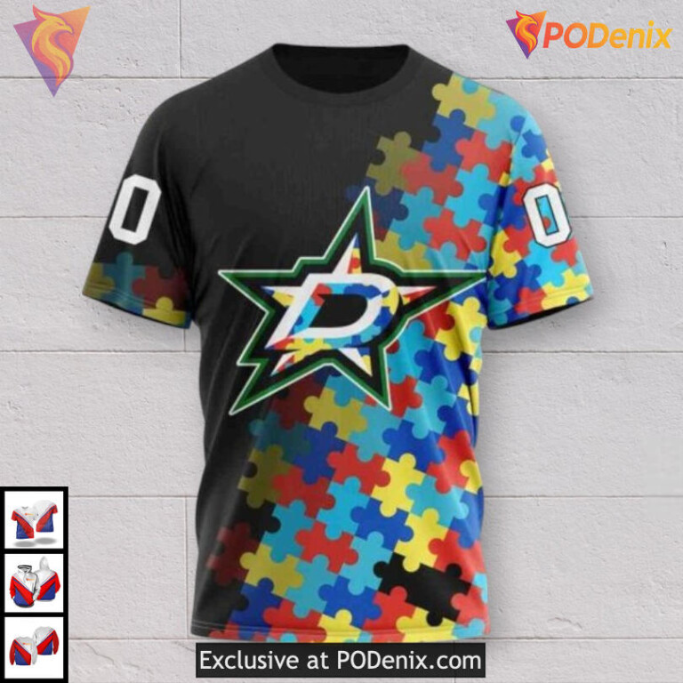 Black Autism Awareness Concept Dallas Stars Winter Hoodie Custom Design - 2