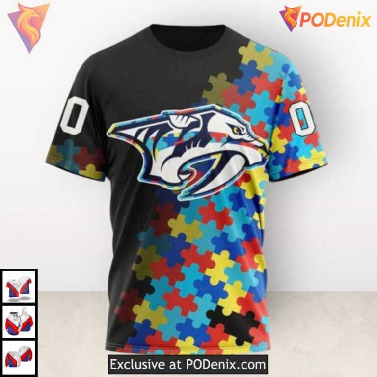 Black Autism Awareness Concept Nashville Predators Holiday Hoodie Custom 3D - 2