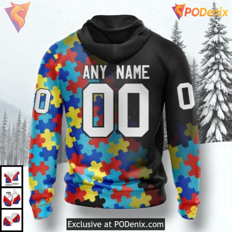 Black Autism Awareness Design NHL Montreal Canadiens Mens Hoodie 3D - 1