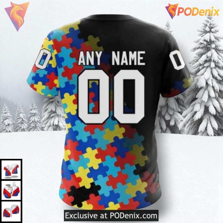 Black Autism Awareness Design NHL Montreal Canadiens Mens Hoodie 3D - 3