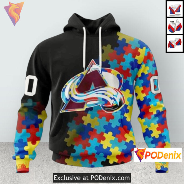 Black Autism Awareness Edition Colorado Avalanche 3D Hoodie Custom Design