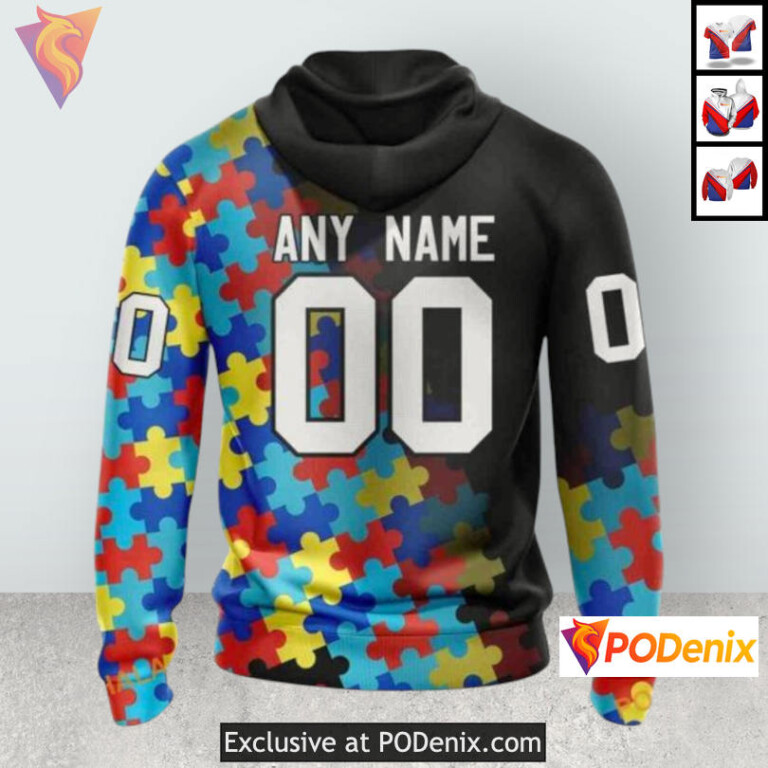 Black Autism Awareness Edition Colorado Avalanche 3D Hoodie Custom Design - 1