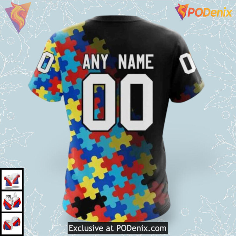 Black Autism Awareness Edition NHL Ottawa Senators Mens Hoodie 3D - 3