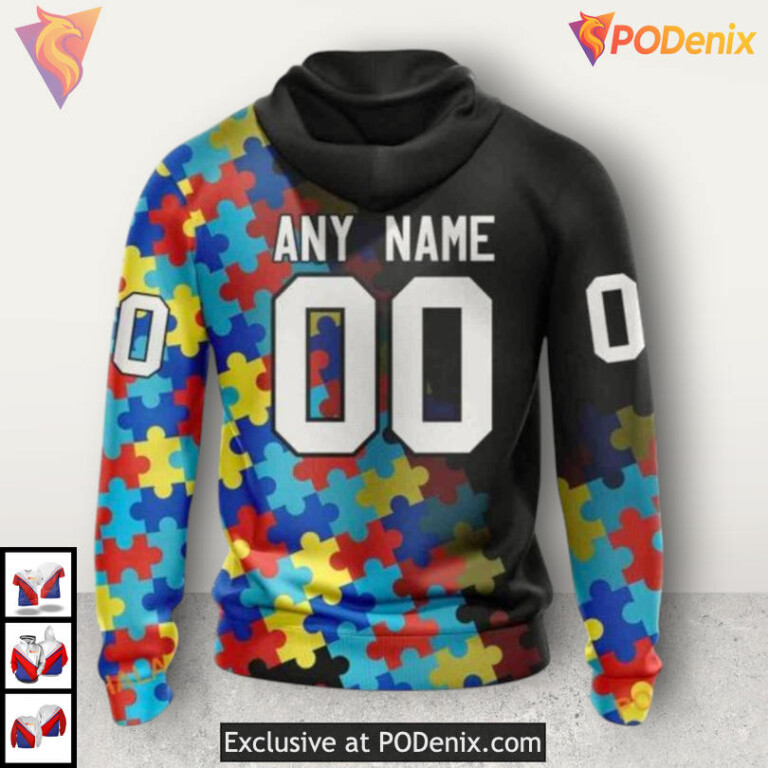 Black Autism Awareness Graphic NHL Seattle Kraken Womens Hoodie 3D - 1
