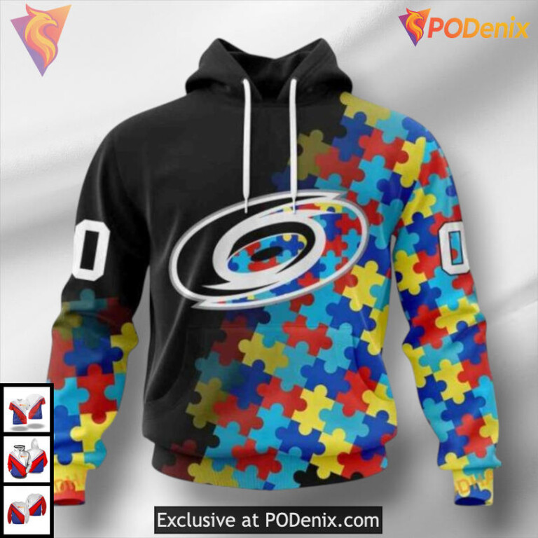 Black Autism Awareness Tribute Carolina Hurricanes Womens Hoodie Custom 3D