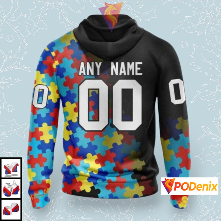 Black Autism Awareness Tribute Custom Pittsburgh Penguins Womens Hoodie NHL 3D - 1