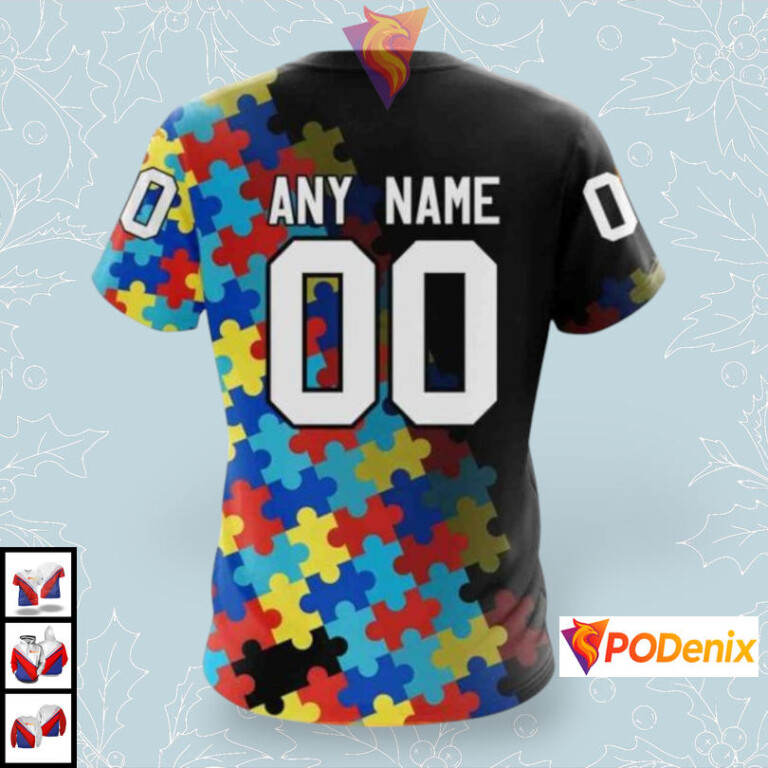 Black Autism Awareness Tribute Custom Pittsburgh Penguins Womens Hoodie NHL 3D - 3