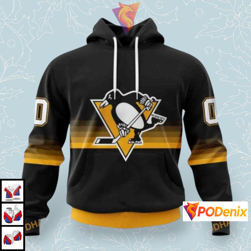 Black Gradient Color Concept Custom Pittsburgh Penguins Mens Hoodie NHL Design
