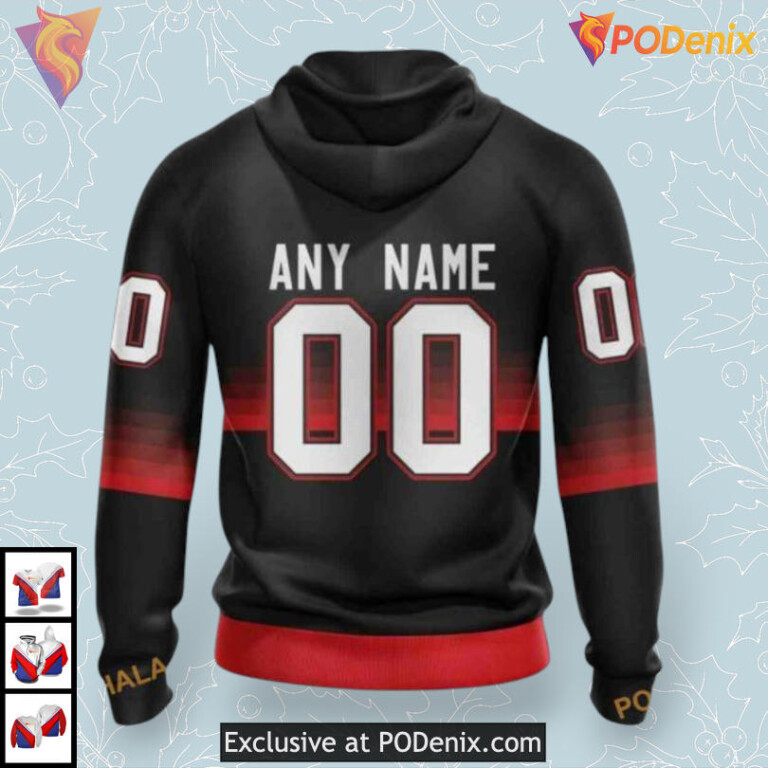Black Gradient Concept Design NHL Ottawa Senators Winter Hoodie 3D - 1