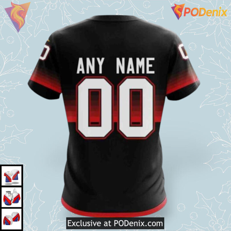 Black Gradient Concept Design NHL Ottawa Senators Winter Hoodie 3D - 3
