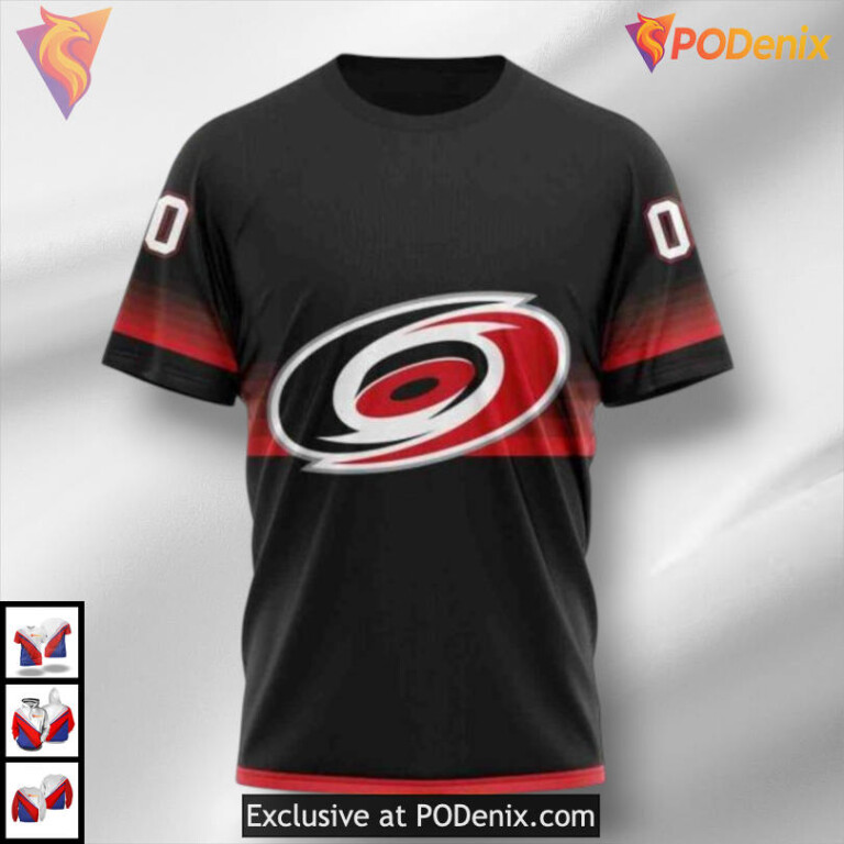 Black Gradient Series Inspired Carolina Hurricanes Mens Hoodie Custom 3D - 2