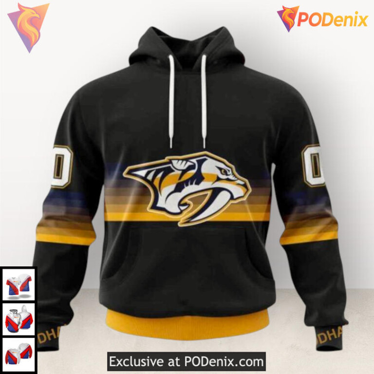 Black Gradient Series Tribute Nashville Predators Christmas Hoodie Custom Design