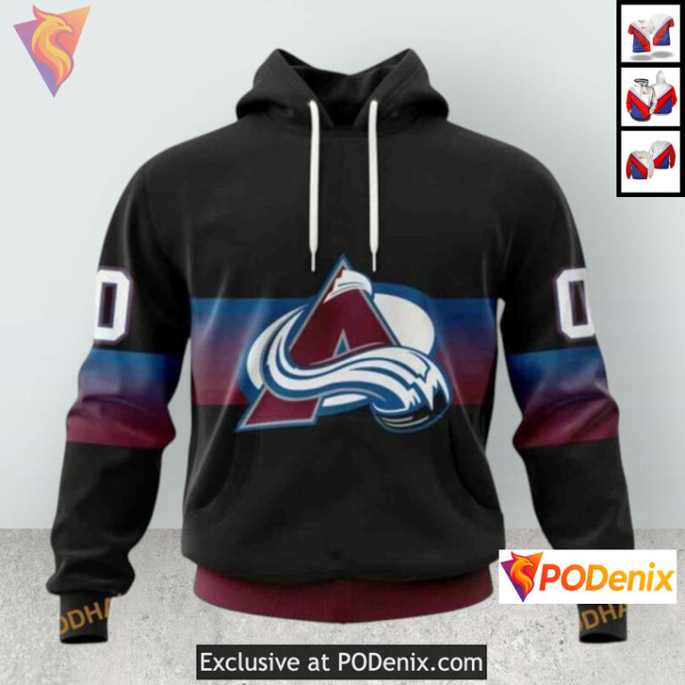 Black Gradient Style Colorado Avalanche Hoodie 3D Sweatshirt