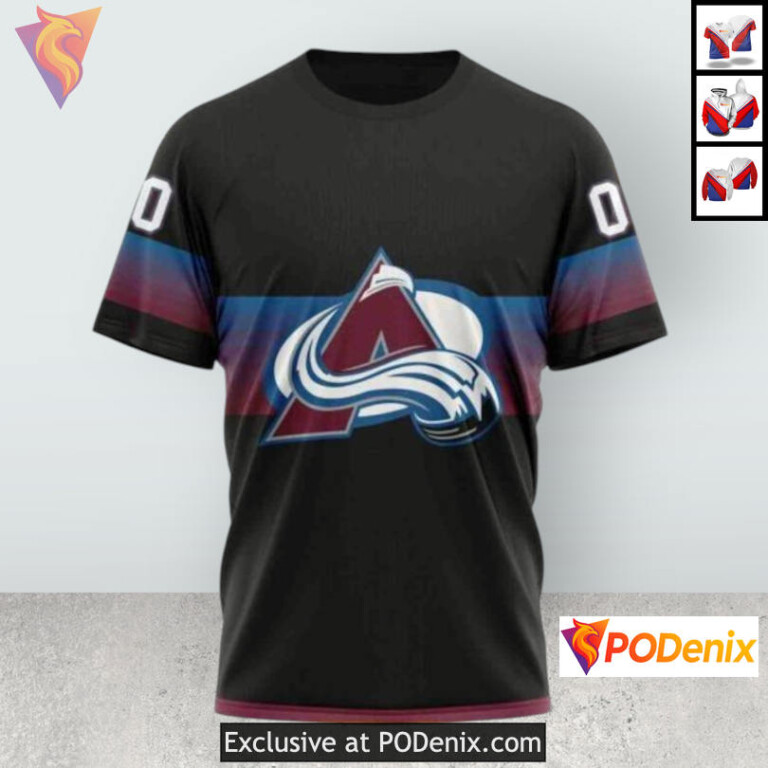 Black Gradient Style Colorado Avalanche Hoodie 3D Sweatshirt - 2