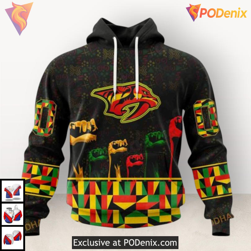Black History Month Celebration Nashville Predators Womens Hoodie Custom 3D Black History Month Celebration Nashville Predators Womens Hoodie Custom 3D