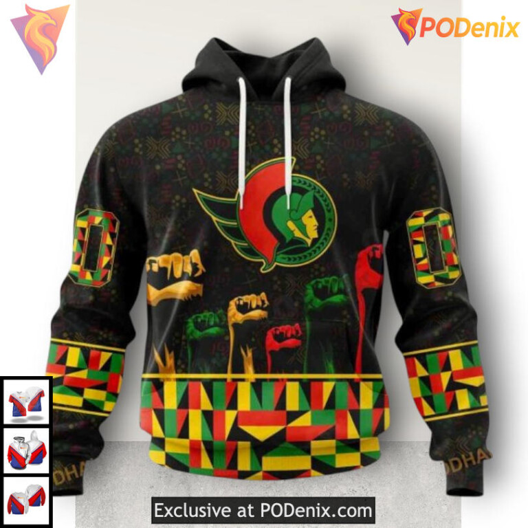 Black History Month Celebration NHL Custom Name Ottawa Senators Hoodie 3D