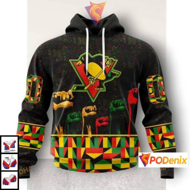 Black History Month Celebration Tribute Custom Number Pittsburgh Penguins Hoodie NHL 3D