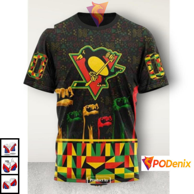 Black History Month Celebration Tribute Custom Number Pittsburgh Penguins Hoodie NHL 3D - 2
