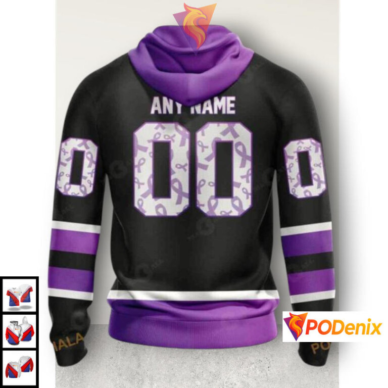 Black Hockey Fights Cancer Awareness Personalized Pittsburgh Penguins Hoodie NHL 3D - 1