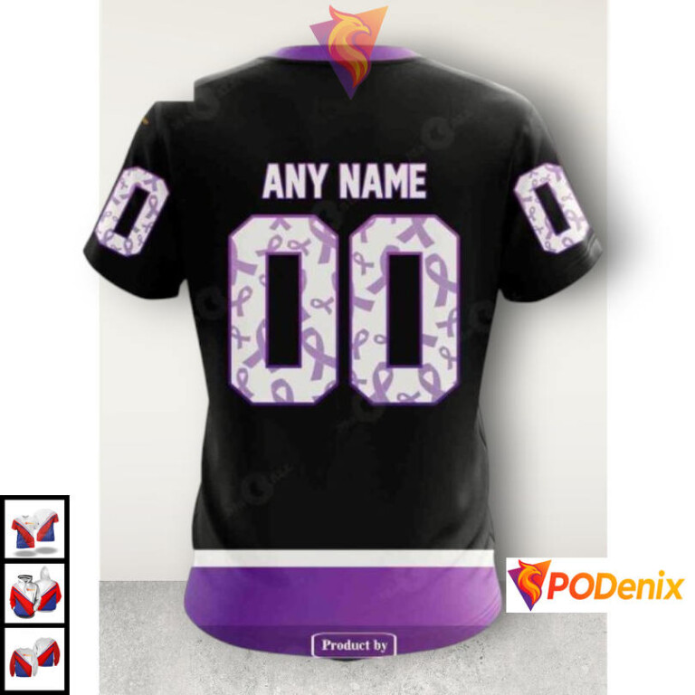 Black Hockey Fights Cancer Awareness Personalized Pittsburgh Penguins Hoodie NHL 3D - 3