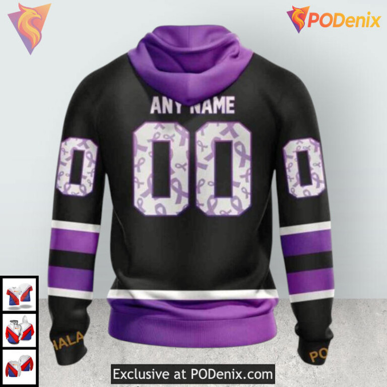 Black Hockey Fights Cancer Calgary Flames Womens Hoodie 3D Edition - 1