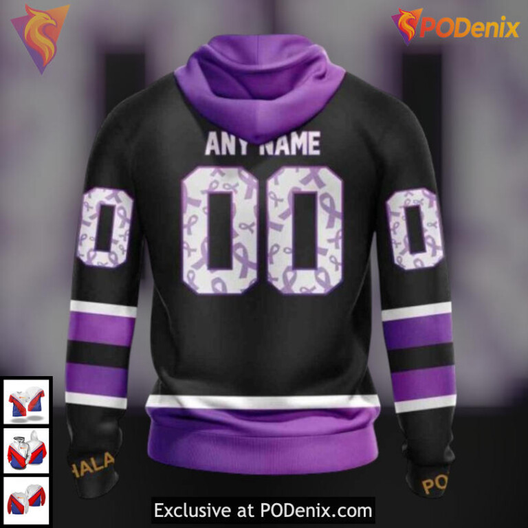 Black Hockey Fights Cancer Edition Arizona Coyotes Zip Up Hoodie Special Merch - 1