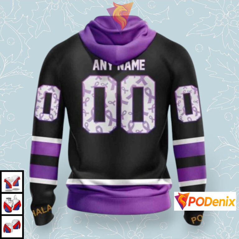 Black Hockey Fights Cancer Edition Custom Pittsburgh Penguins Kids Hoodie NHL 3D - 1