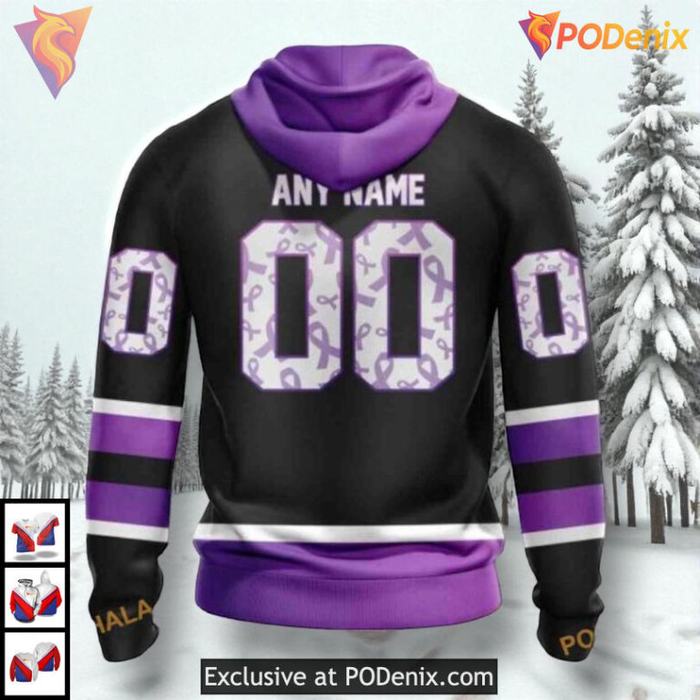 Black Hockey Fights Cancer Kit NHL Montreal Canadiens Womens Hoodie 3D - 1