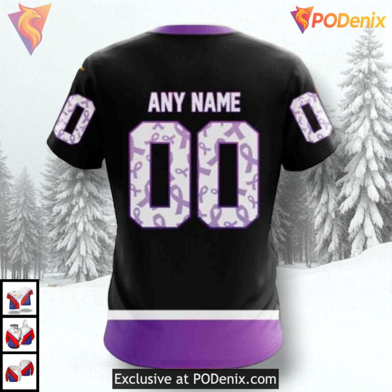 Black Hockey Fights Cancer Kit NHL Montreal Canadiens Womens Hoodie 3D - 3
