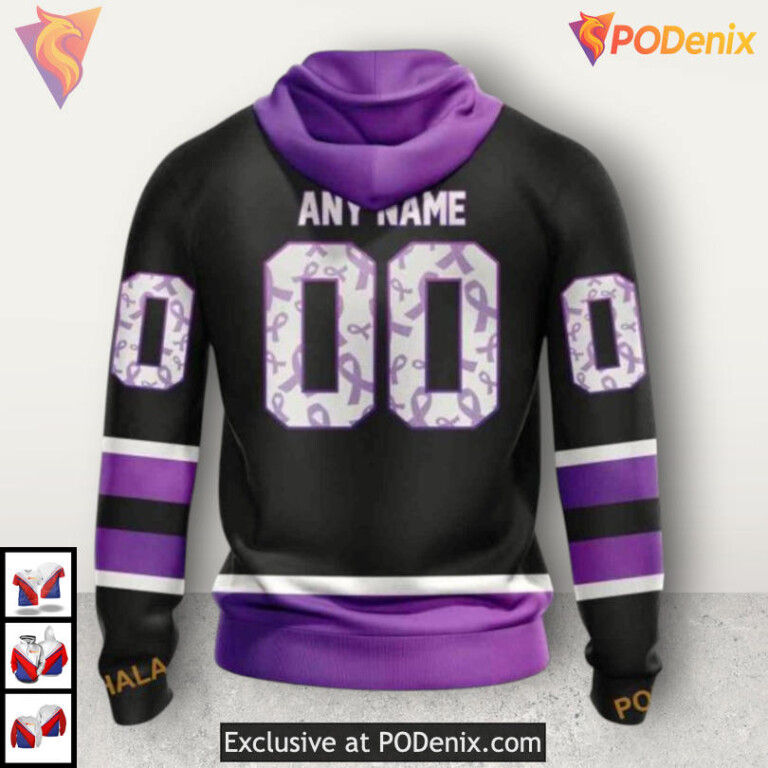 Black Hockey Fights Cancer Kit NHL Seattle Kraken Kids Hoodie 3D - 1