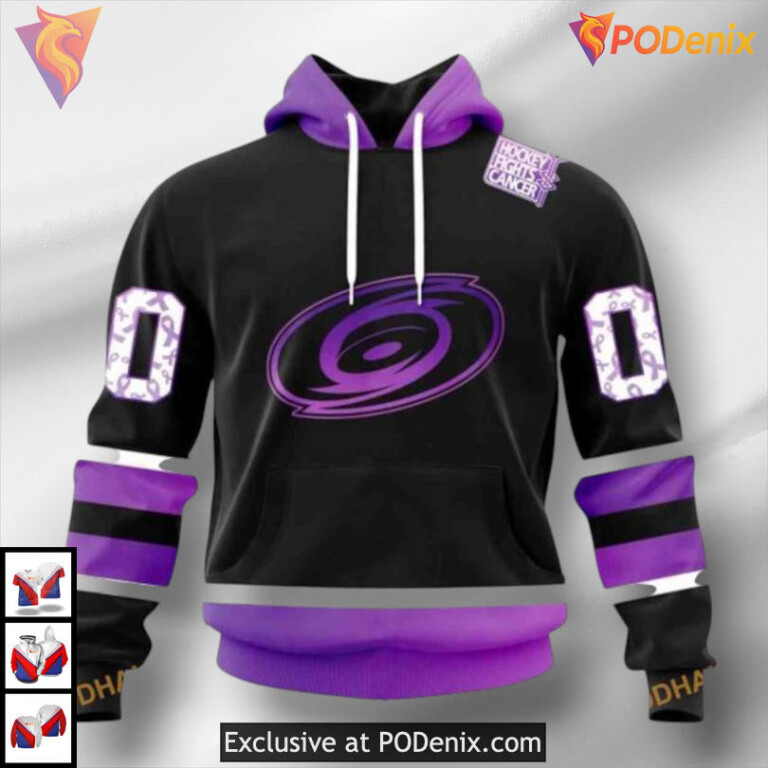 Black Hockey Fights Cancer Kits Carolina Hurricanes Kids Hoodie Custom Hoodie