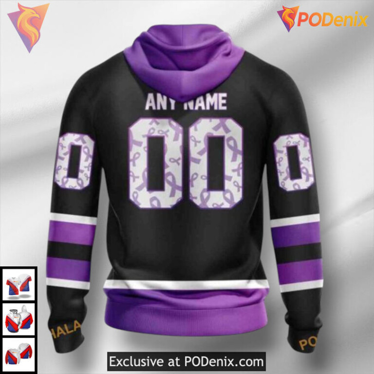 Black Hockey Fights Cancer Kits Carolina Hurricanes Kids Hoodie Custom Hoodie - 1
