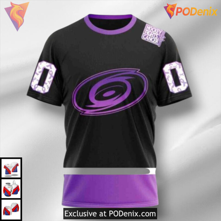 Black Hockey Fights Cancer Kits Carolina Hurricanes Kids Hoodie Custom Hoodie - 2