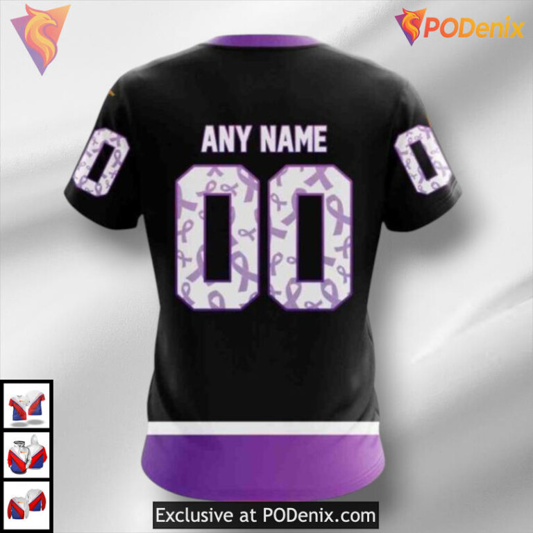 Black Hockey Fights Cancer Kits Carolina Hurricanes Kids Hoodie Custom Hoodie - 3