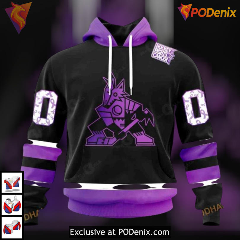 Black Hockey Fights Cancer Tribute Arizona Coyotes Pullover Hoodie Special Apparel
