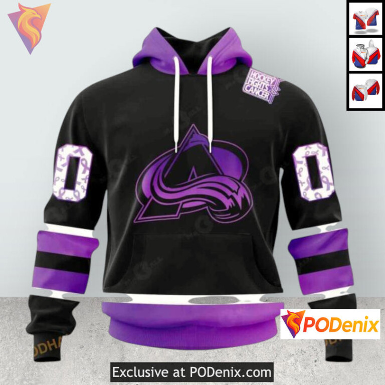 Black Hockey Fights Cancer Tribute Colorado Avalanche Zip Up Hoodie Custom 3D