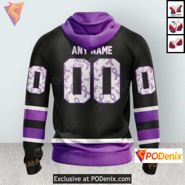 Black Hockey Fights Cancer Tribute Colorado Avalanche Zip Up Hoodie Custom 3D - 1